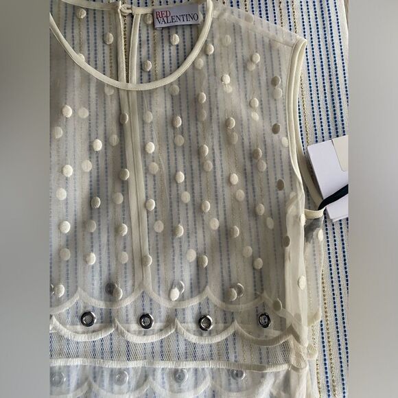 Red Valentino Ivory  tulle dress and silver studs size 38 US 4 - Picture 5 of 16